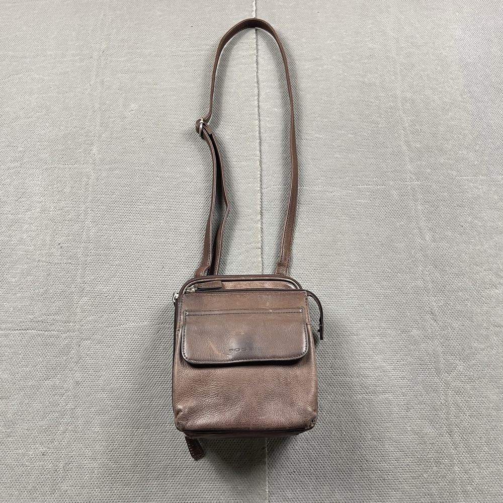 Vintage Fossil Brown Leather Crossbody Purse Handbag Small Zip Pockets